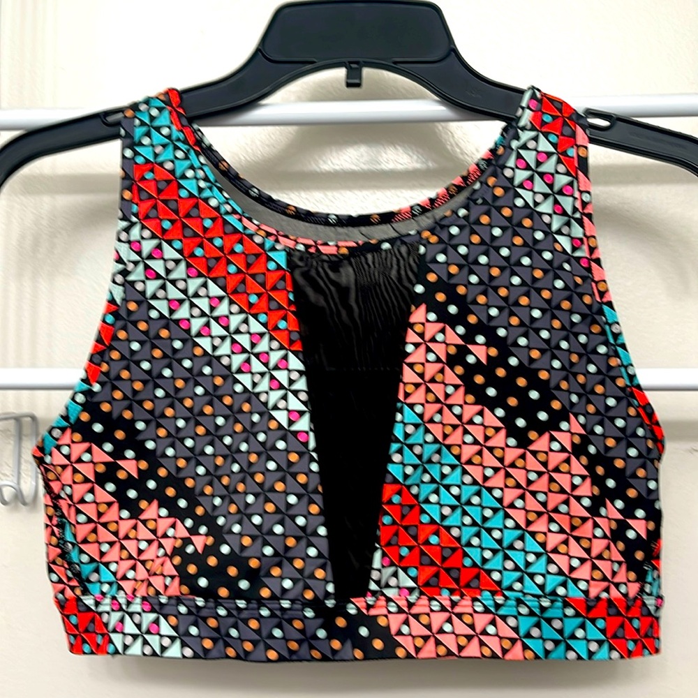Victoria’s Secret sports bra multicolor round neck mesh backing large